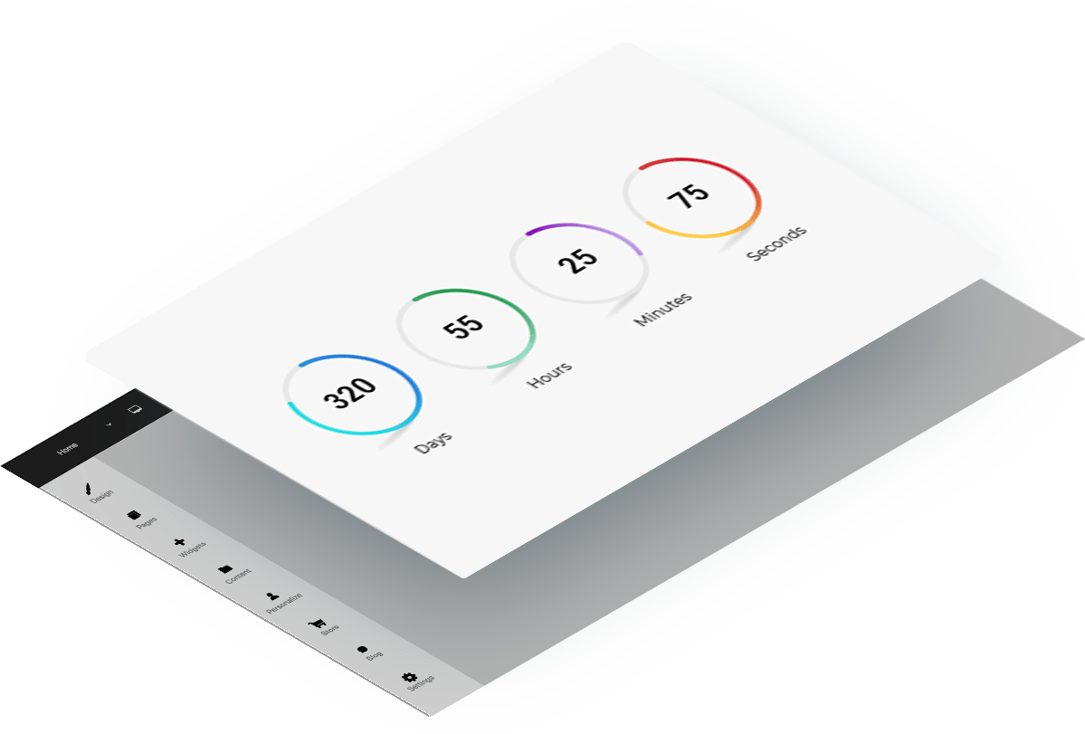 Dashboard with four circular progress indicators displaying numerical values.
