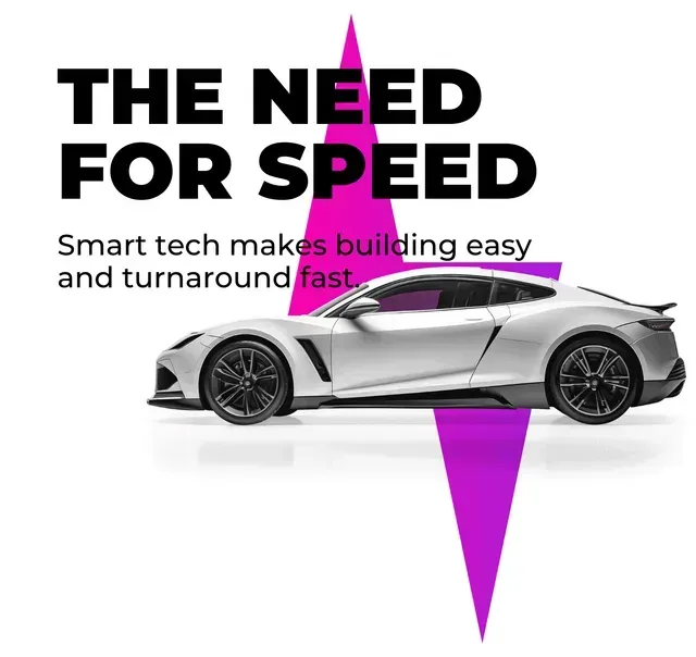 White sports car with text