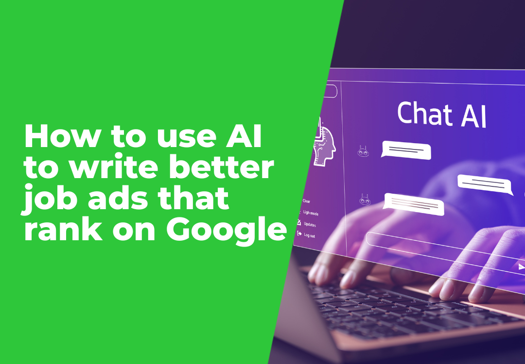 How to use AI to write better job ads that rank on Google, with hands typing on laptop