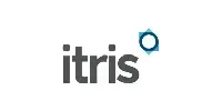 Itris logo with dark grey text and a blue geometric design.