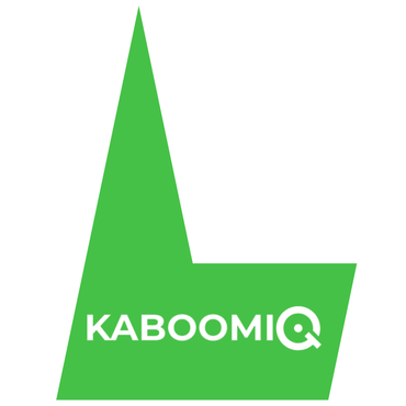 The green logo for KABOOMIQ, featuring a stylized letter