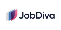 JobDiva logo: Abstract design with overlapping shapes, and the company name in dark blue.