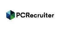 Logo for PCRecruiter: a blue and green geometric shape next to the text