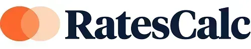 RatesCalc logo with three orange circles overlapping, next to dark blue text.