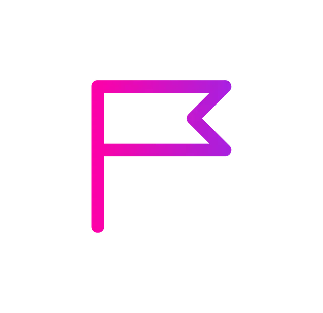 Flag icon, pink to purple gradient.