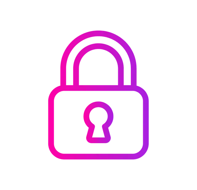 Pink and purple padlock icon, indicating security or privacy.