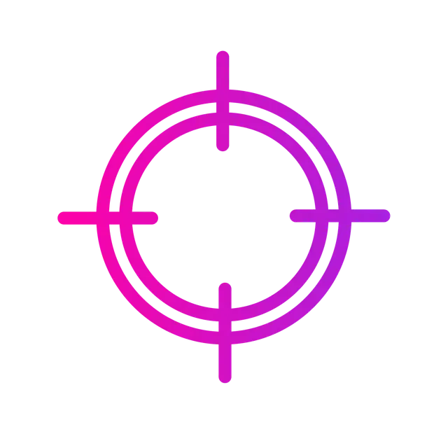 Pink and purple target icon.