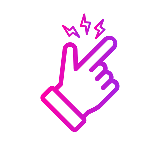 Hand snapping fingers with lightning bolts above.