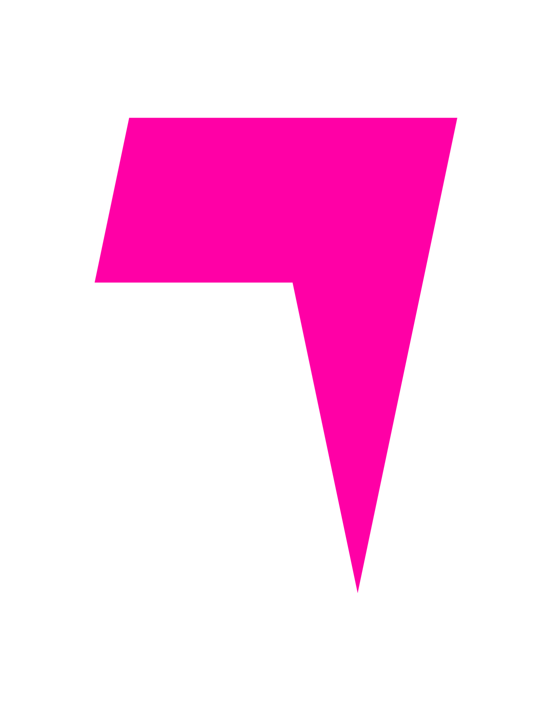 Pink abstract shape resembling a lightning bolt, angled against a white background.