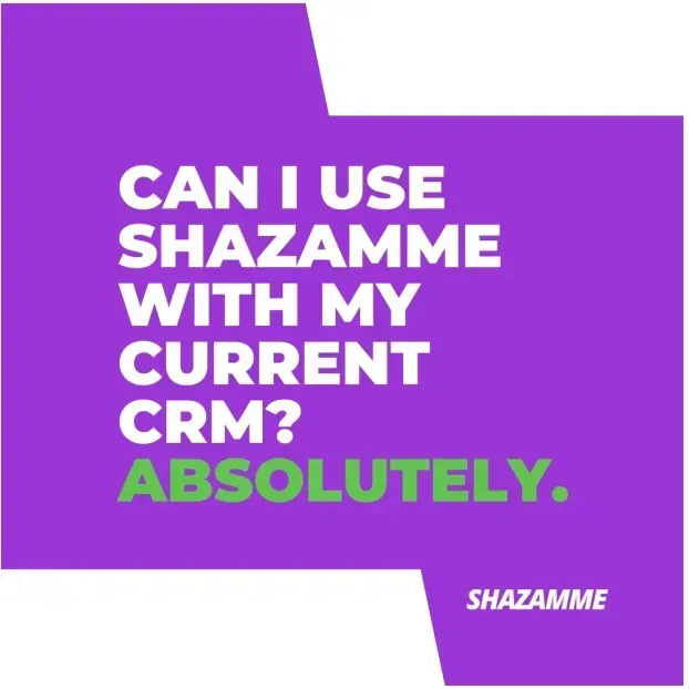 Purple square with white text: