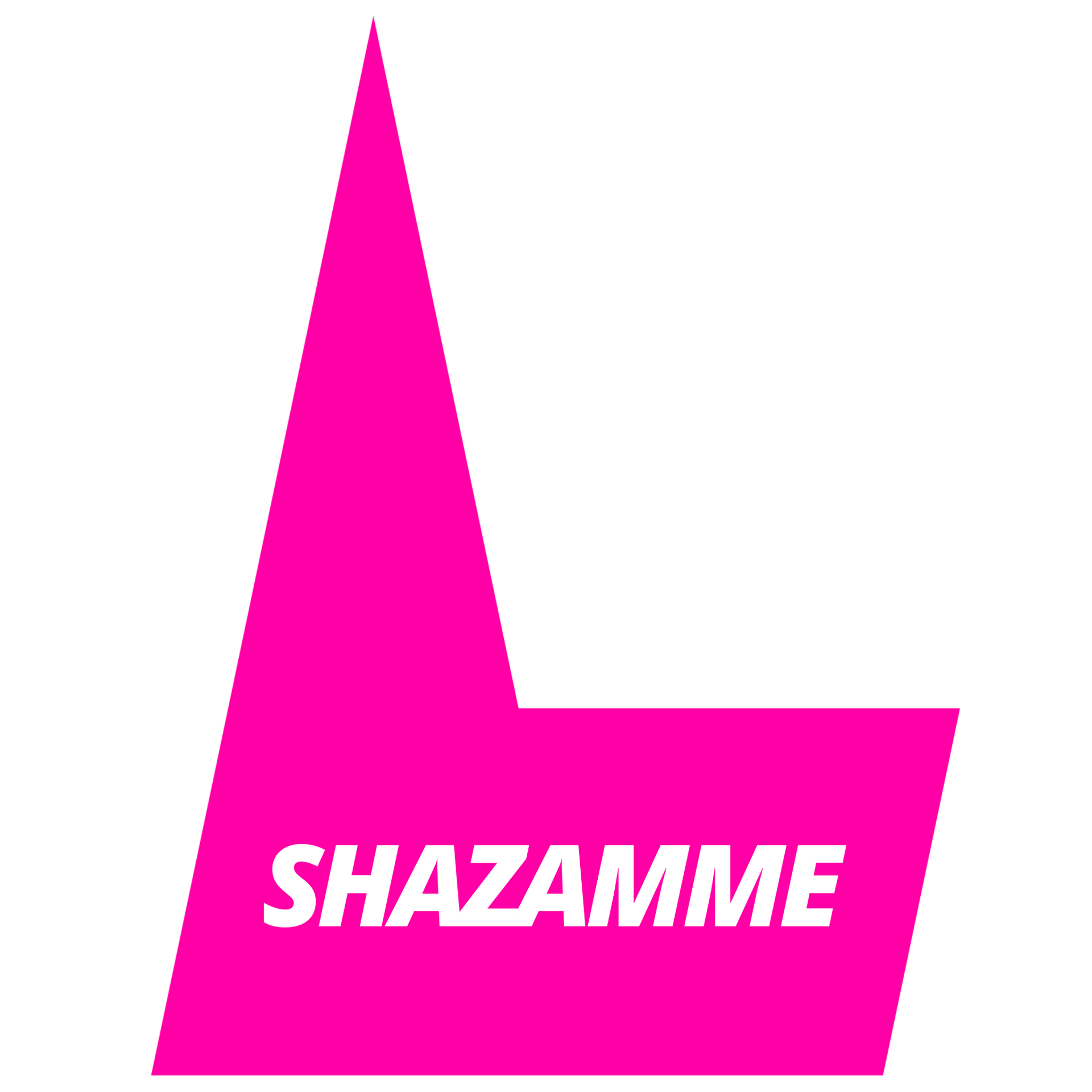 Hand holding a silver medal with number 1, with a magenta geometric shape on white background.