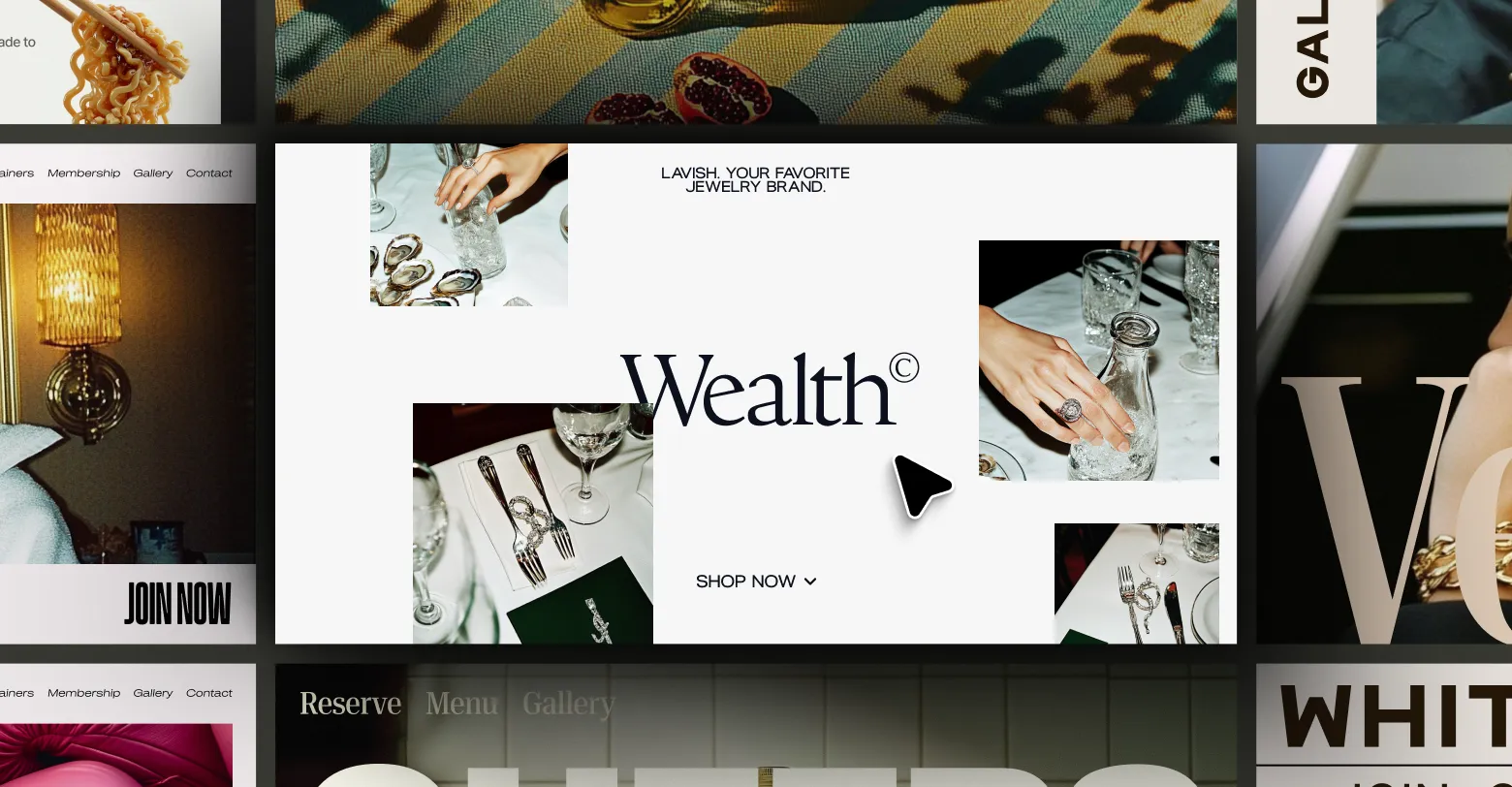 Website homepage with the word