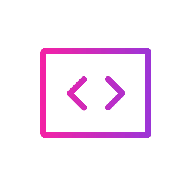 Employee ID badge with person icon and lines, gradient pink/purple.