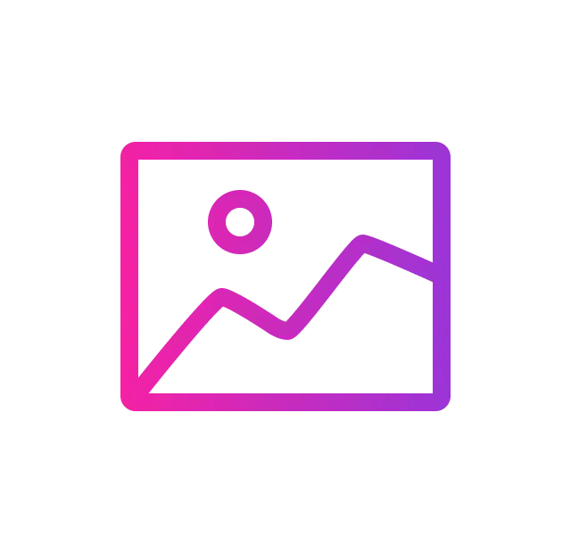 Landscape icon with purple and pink gradient. Contains mountain and sun.