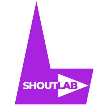 A purple logo featuring the word