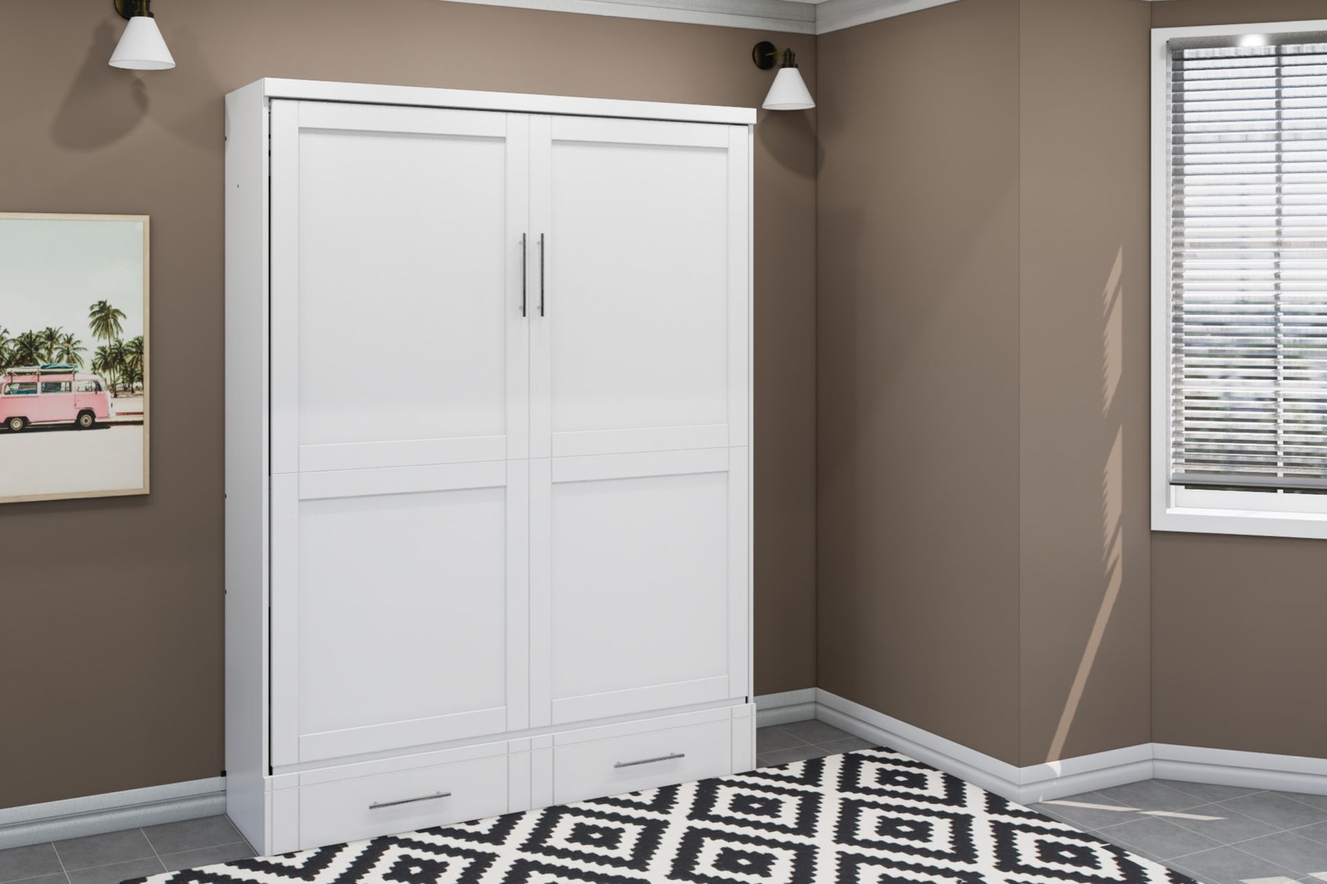 Brookfields White Murphy Bed with Desk Murphy Bed Home Office Desk Bed Solutions at Irvine Murphy Beds  and Wall beds (949) 510-9382