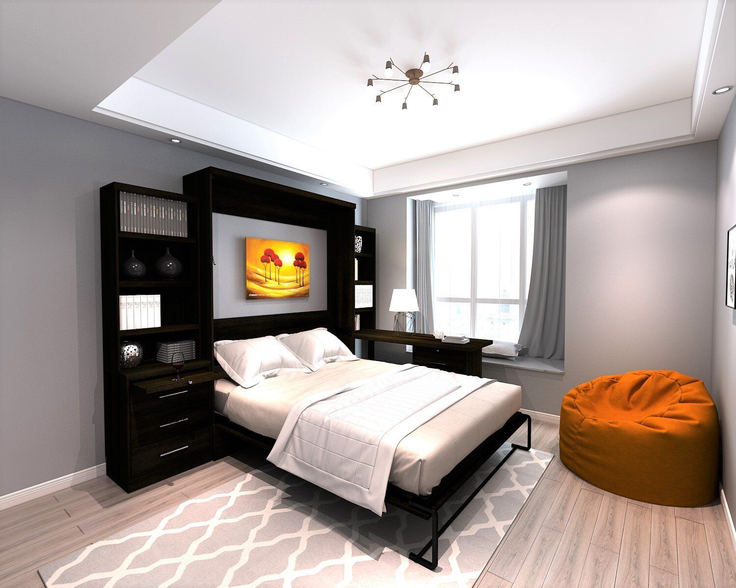 Murphy Bed Brookfield Wall Open with Pier & 3 Dwr Desk Noir at Irvine Murphy Beds Orange County Ca 949-510-9382