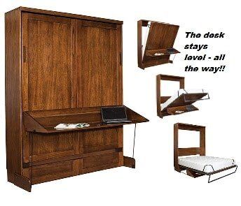 Del Mar Desk Bed - Rift Tawny Wall Beds and Murphy Beds in Orange County Ca at Irvine Murphy Beds 949-510-9382