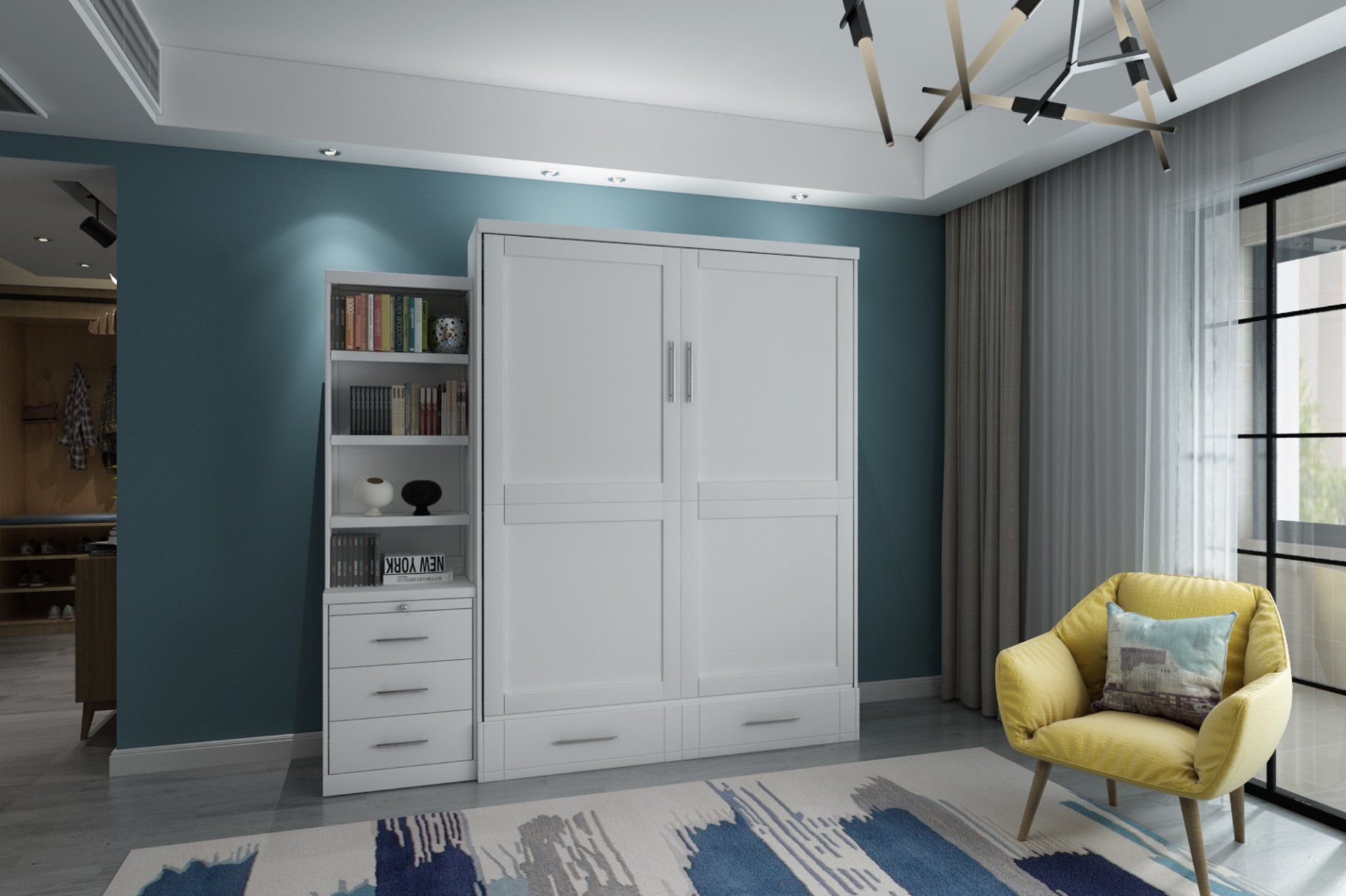 Murphy Bed Brookfield Closed with 3 Dwr Pier White at Irvine Murphy Beds Orange County Ca 949-510-9382