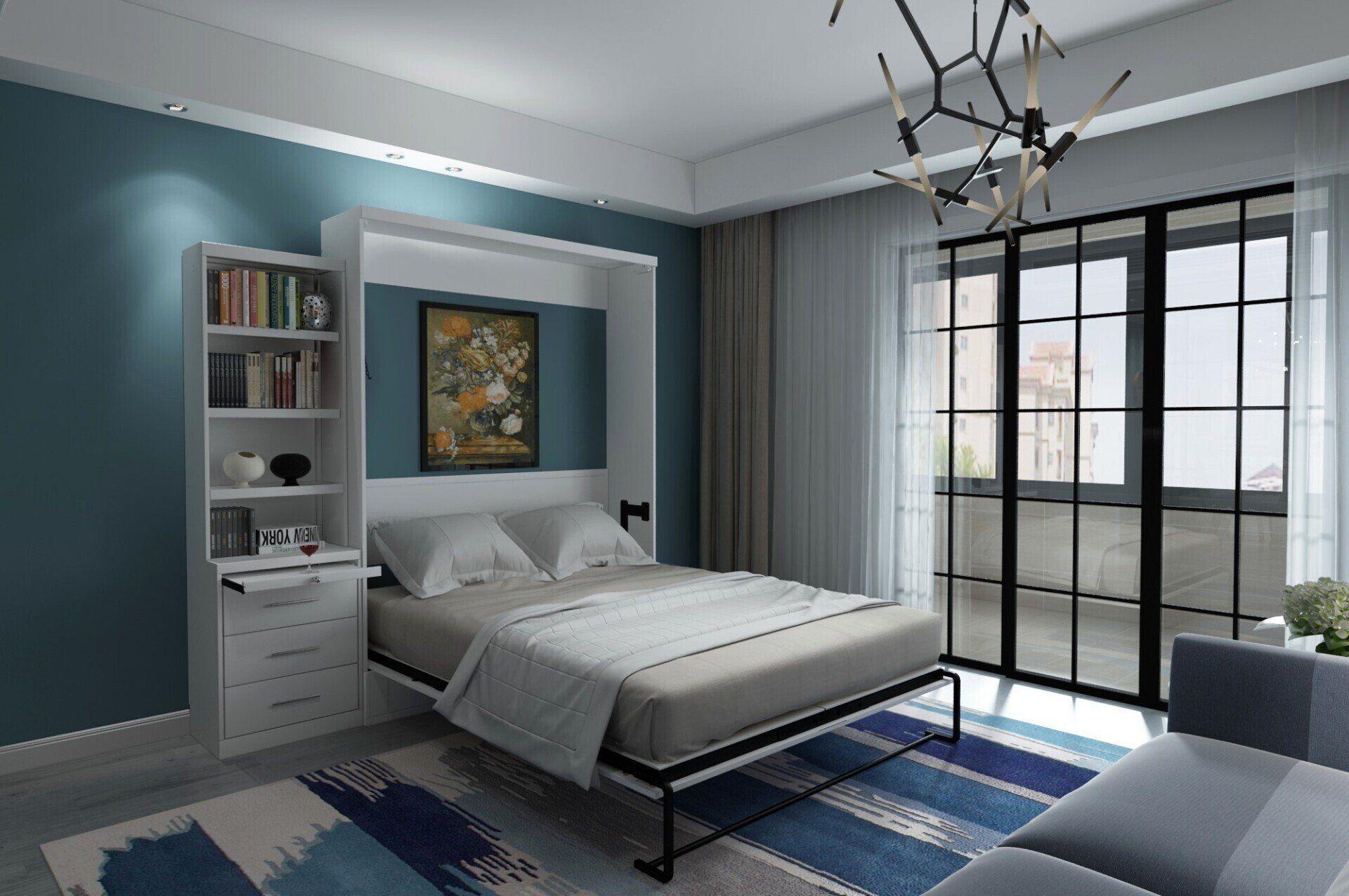 Murphy Bed Brookfield Open with 3 Dwr Pier White at Irvine Murphy Beds Orange County Ca 949-510-9382