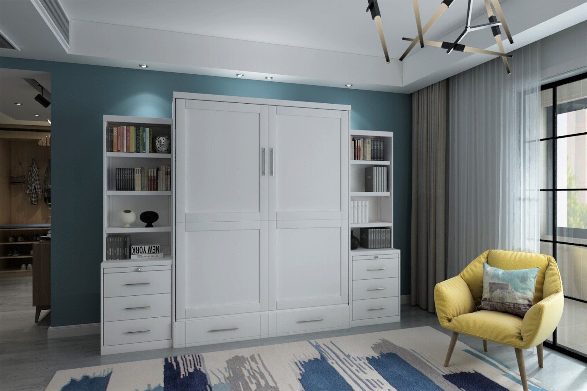 Murphy Bed Brookfield Closed with 3 Dwr Piers White at Irvine Murphy Beds Orange County Ca 949-510-9382