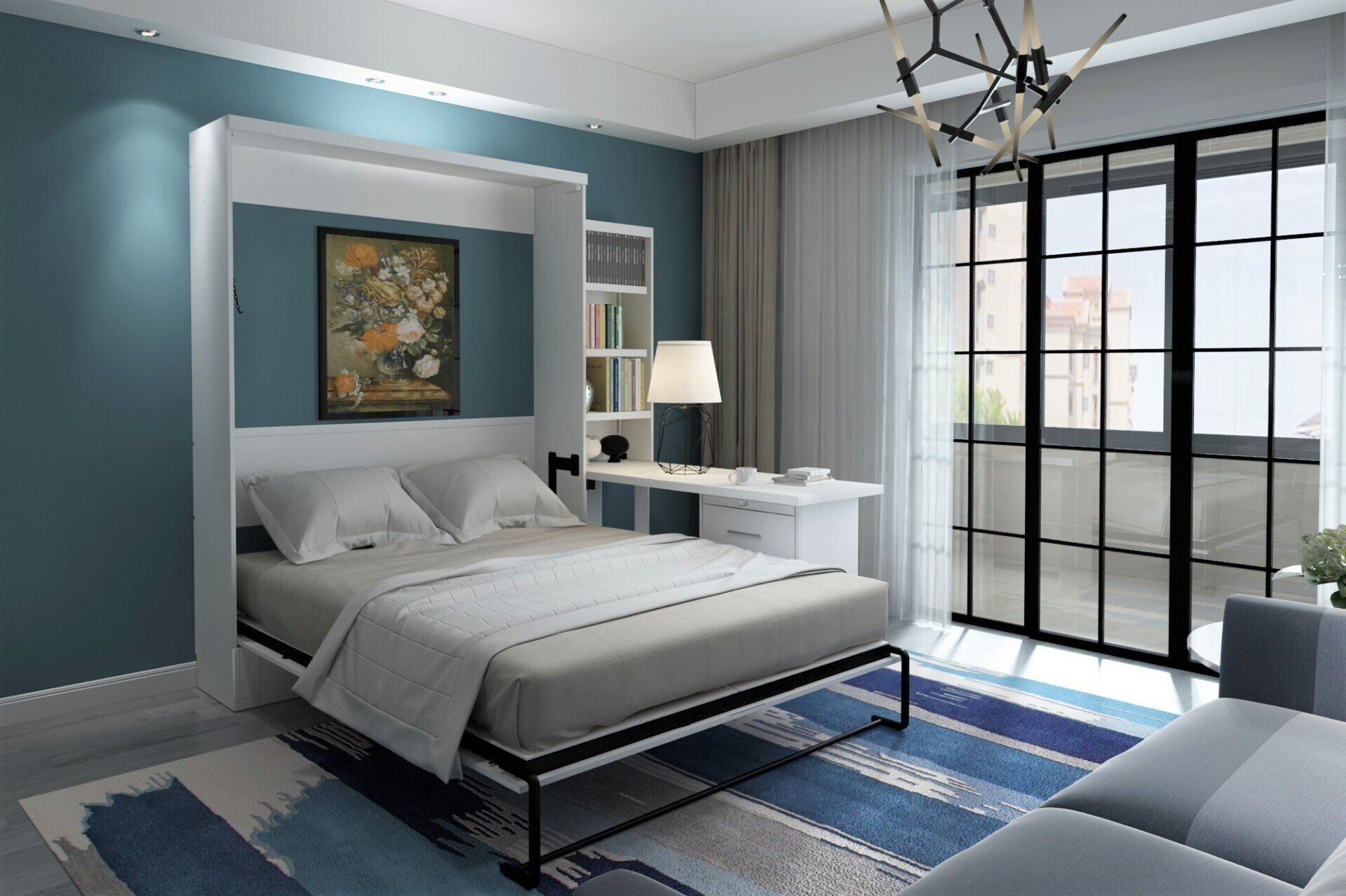 Brookefield Open With 3 Dwr Desk - White Wall Beds and Murphy Beds in Orange County Ca at Irvine Murphy Beds 949-510-9382