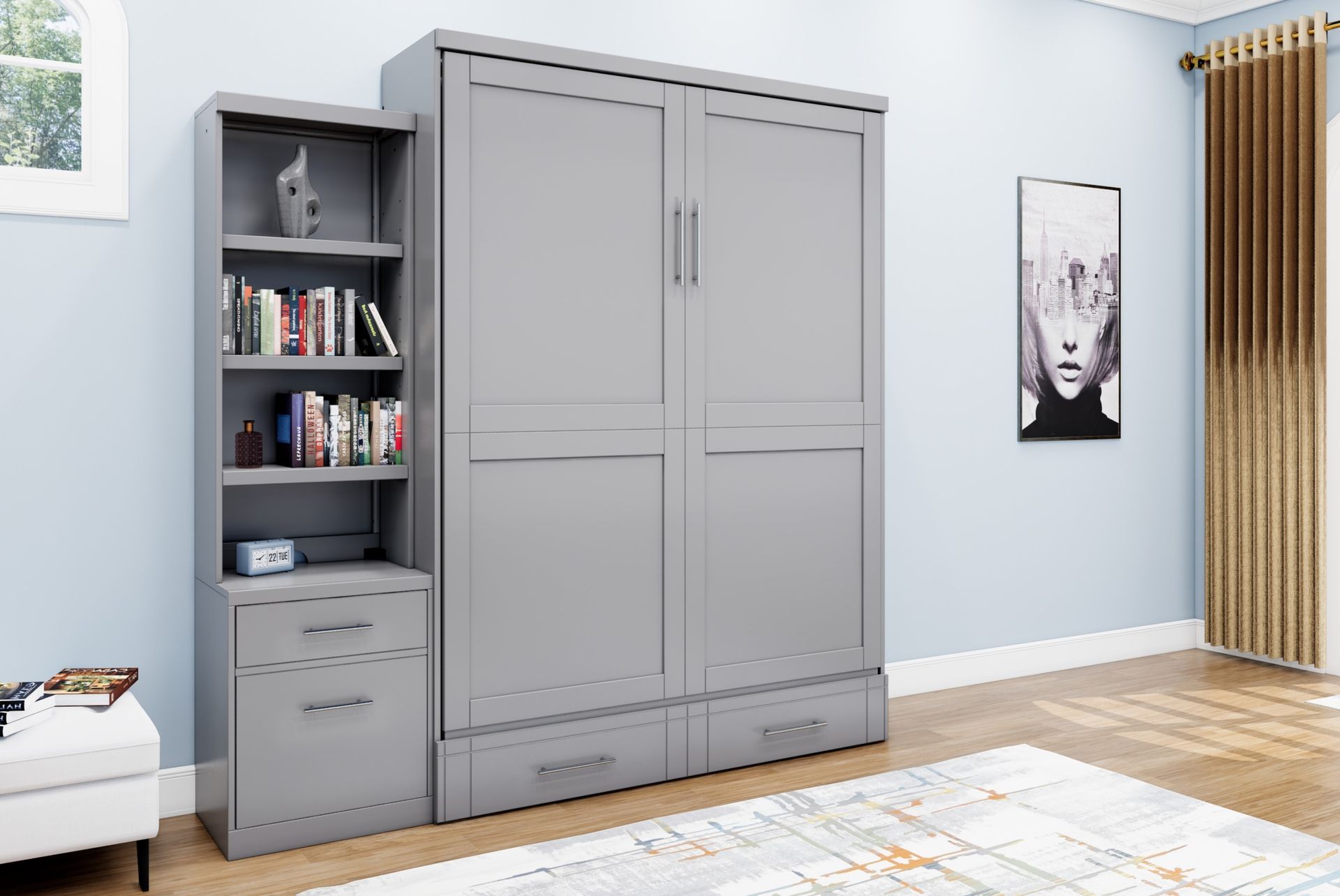 Brookfields Gray Murphy Desk Bed with Pier Murphy Bed Home Office Desk Bed Solutions at Irvine Murphy Beds  and Wall beds (949) 510-9382