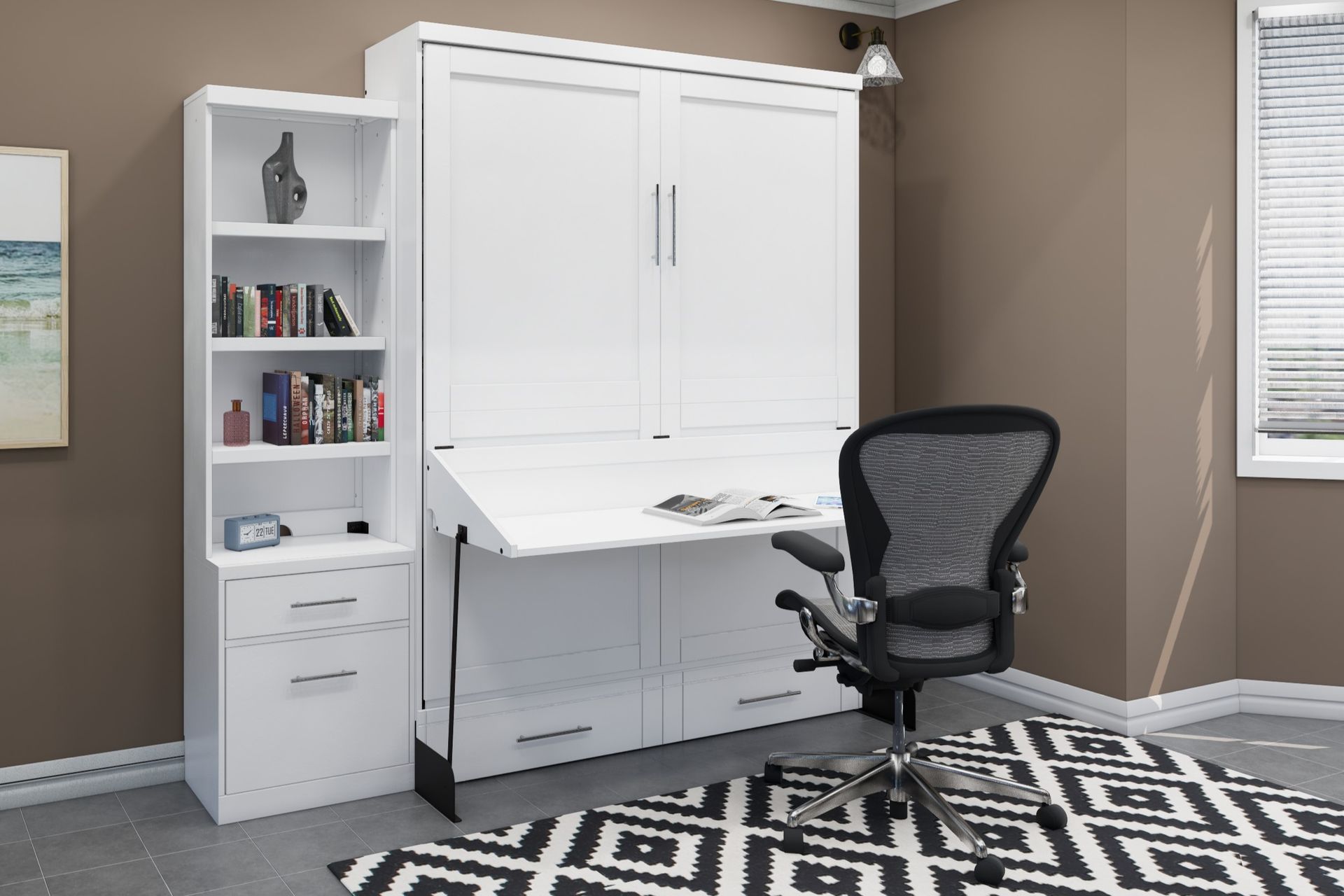 Brookfields White Murphy Bed Desk with Piers Murphy Bed Home Office Desk Bed Solutions at Irvine Murphy Beds  and Wall beds (949) 510-9382