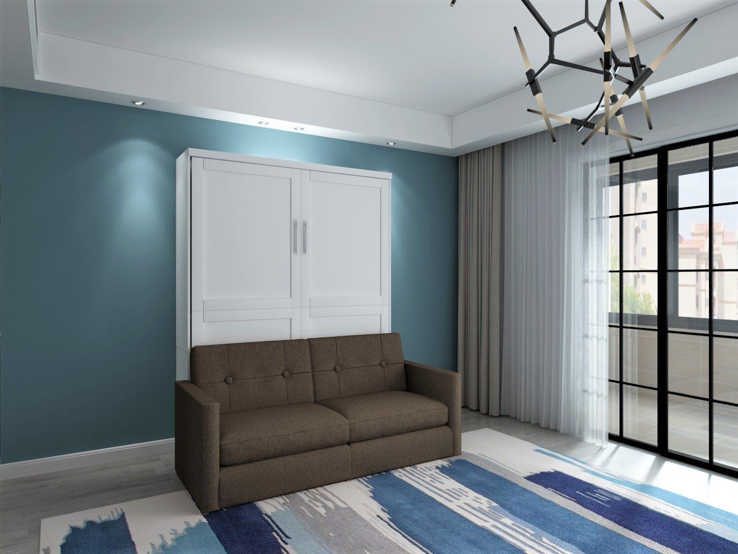 Brookefield Murphy Closed With Sofa - White Wall Beds and Murphy Beds in Orange County Ca at Irvine Murphy Beds 949-510-9382