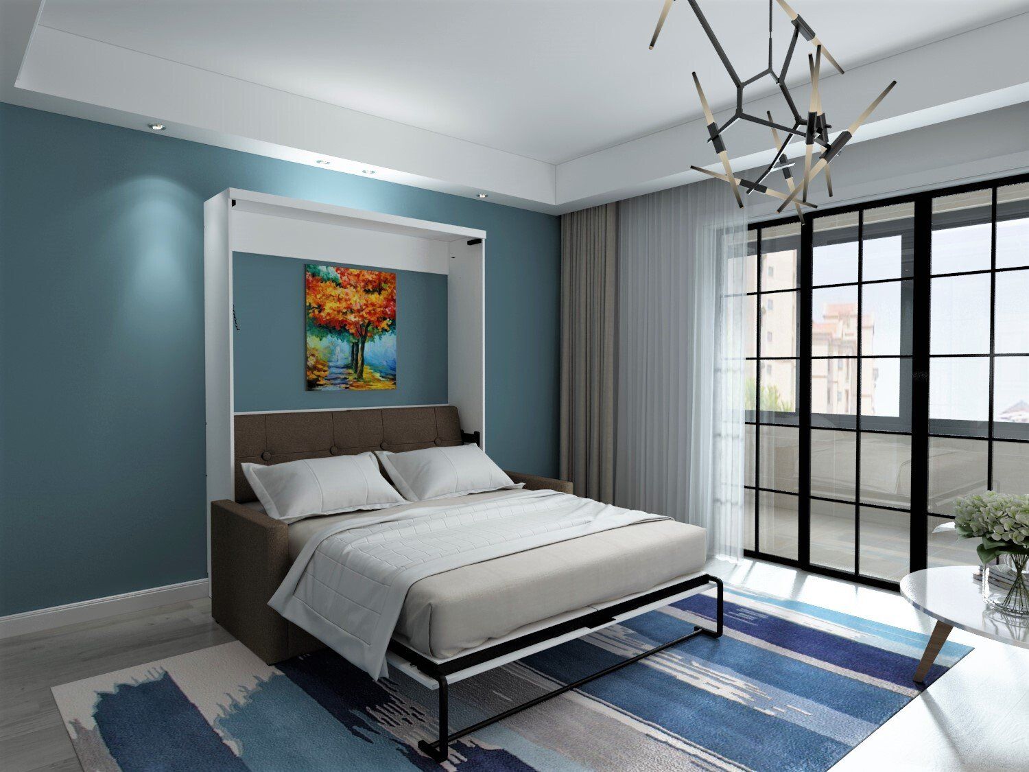 Brookefield Murphy Open With Sofa - White Wall Beds and Murphy Beds in Orange County Ca at Irvine Murphy Beds 949-510-9382