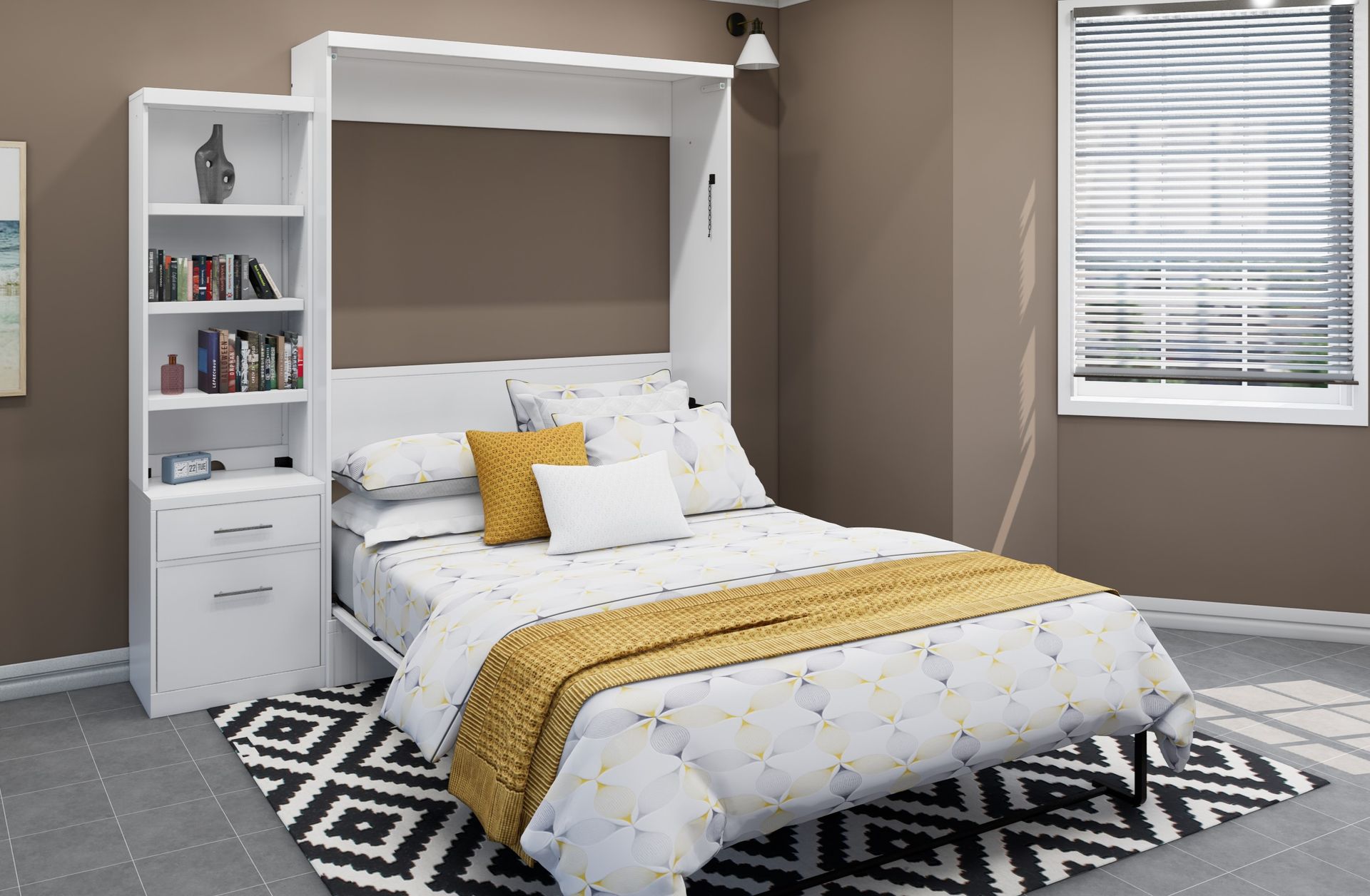 Brookfields White Murphy Bed with Desk and Cabinet Murphy Bed Home Office Desk Bed Solutions at Irvine Murphy Beds  and Wall beds (949) 510-9382