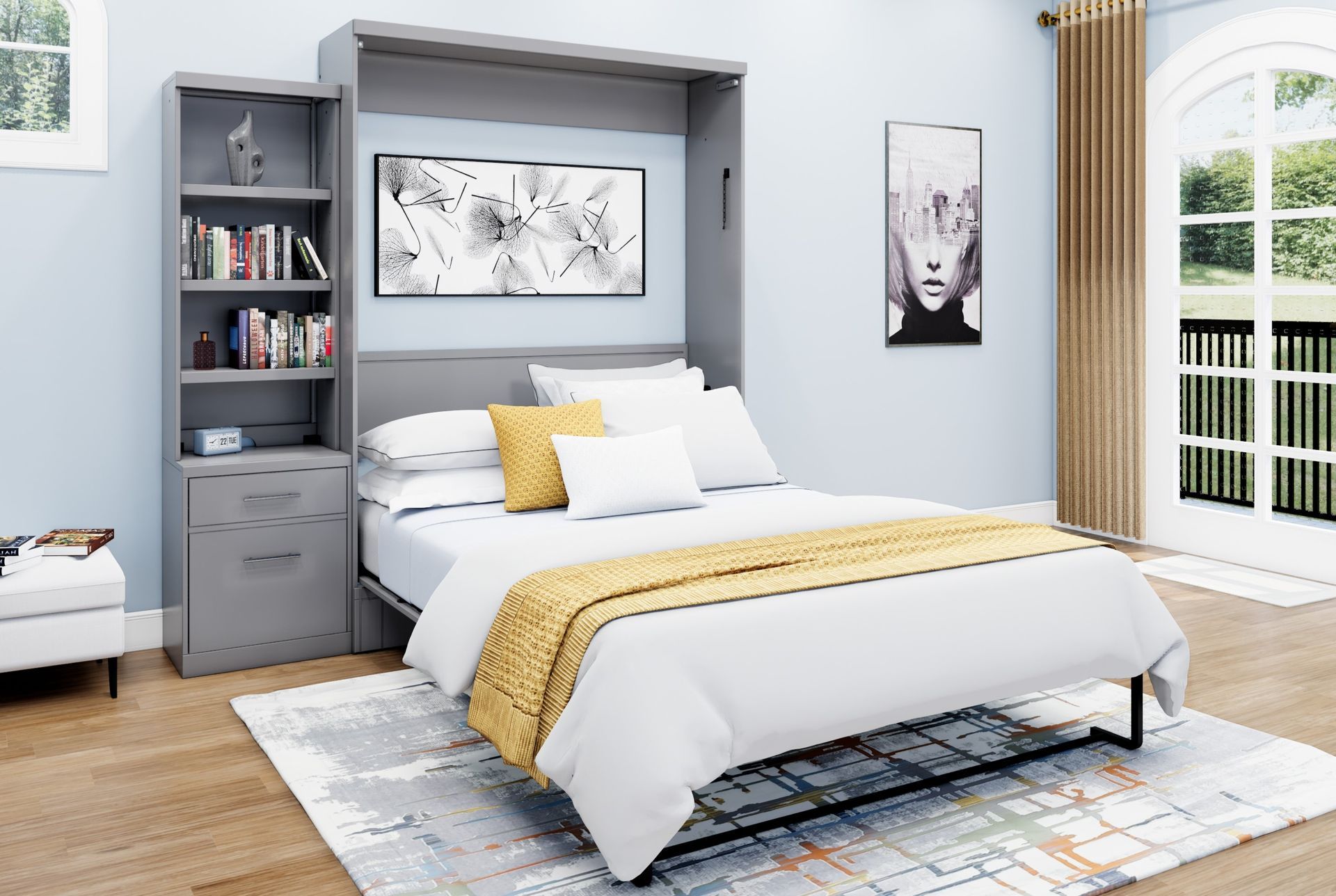 Brookfields Gray Murphy Desk Bed with Pier Murphy Bed Home Office Desk Bed Solutions at Irvine Murphy Beds  and Wall beds (949) 510-9382