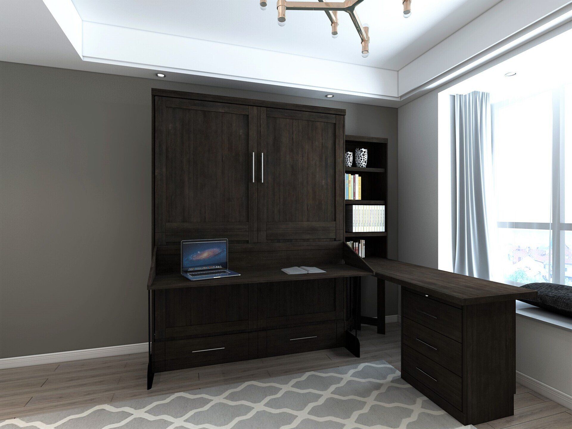 Murphy Bed Brookfield Murphy Deskbed Closed with 3 Dwr Desk Noir at Irvine Murphy Beds Orange County Ca 949-510-9382