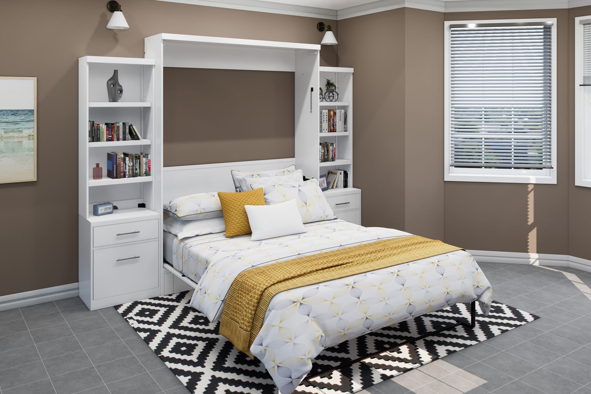 Brookfields White Murphy Bed with Desk and Cabinet Murphy Bed Home Office Desk Bed Solutions at Irvine Murphy Beds  and Wall beds (949) 510-9382