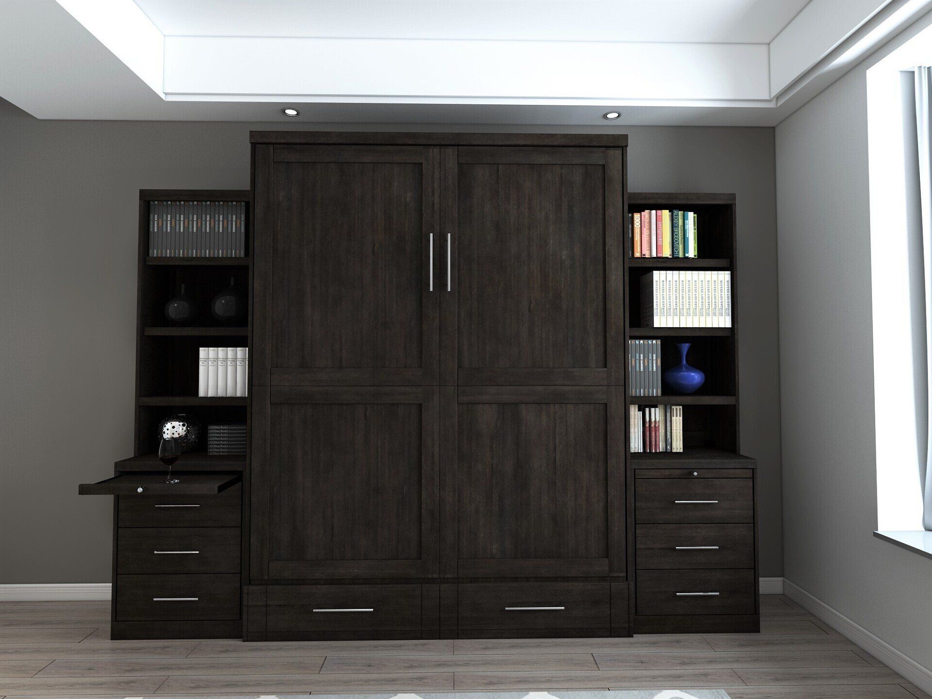 Murphy Bed Brookfield Closed with 3 Dwr Piers Noir at Irvine Murphy Beds Orange County Ca 949-510-9382