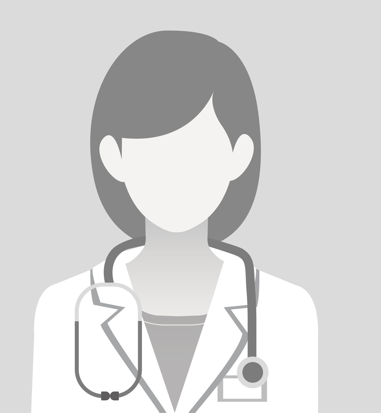 A female doctor with a stethoscope around her neck.