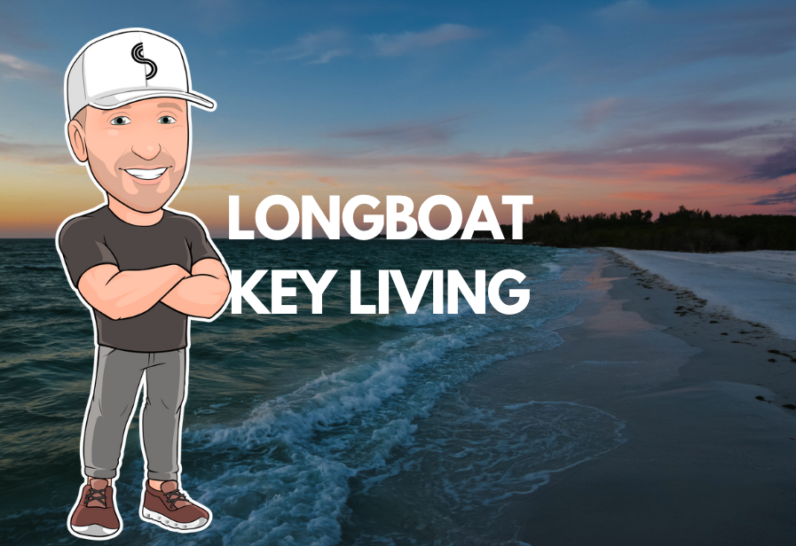 Quiet beachfront homes and palm trees along the Gulf in Longboat Key, Florida
