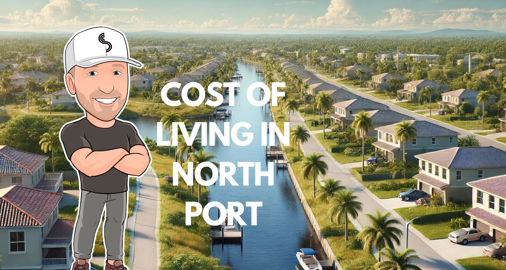 Suburban neighborhood in North Port, Florida with palm trees and single-family homes.