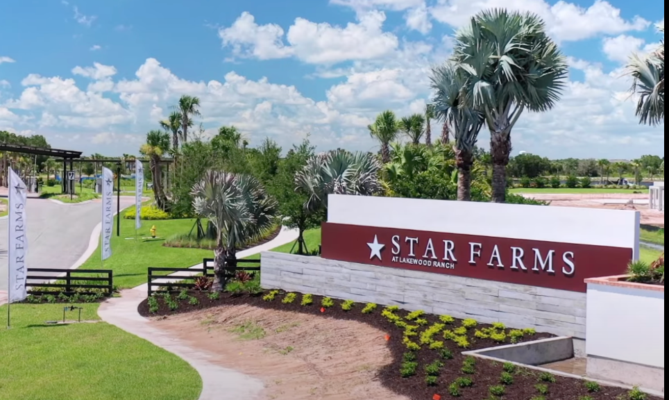 Star Farms entrance sign to the master-planned community, located in Lakewood Ranch, Florida. 