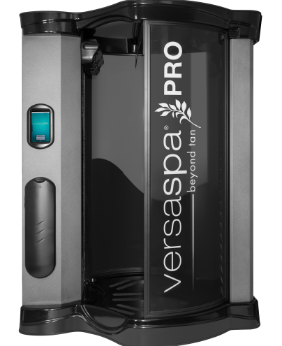 A black and silver versaspa pro tanning machine