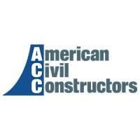 The logo for american civil constructors is blue and white.