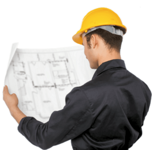 ouvrier de chantier consultant un plan technique