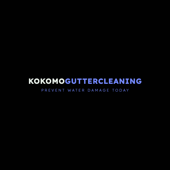A black, white, and blue Kokomo Gutter Cleaning website logo.