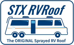 A drawing of a rv with the words stx rvroof written below it.