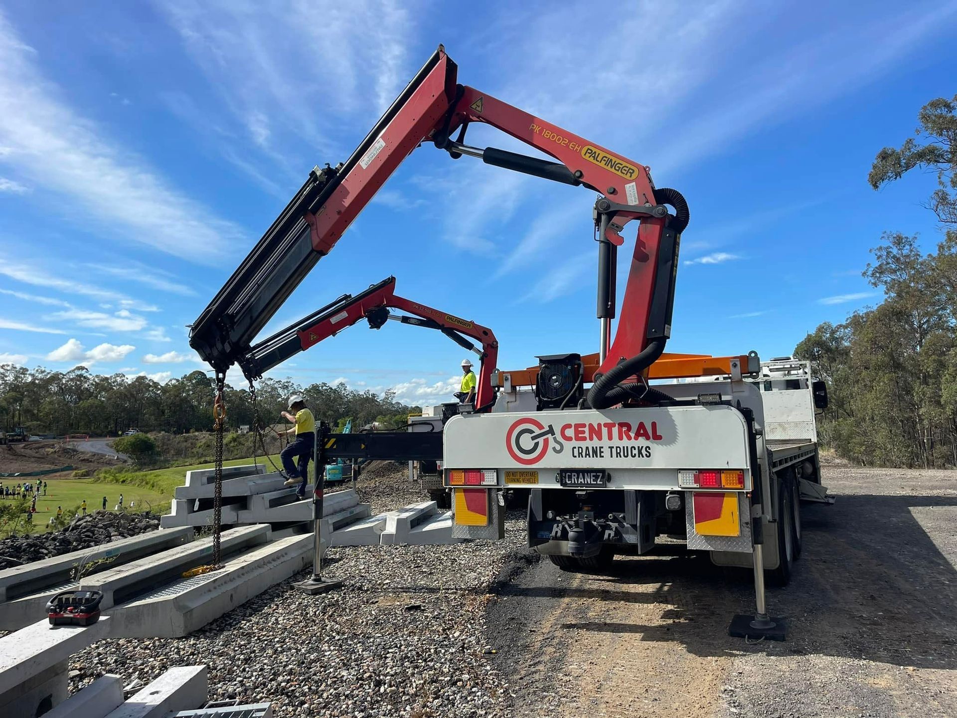 Central Crane Trucks On Site For A Project