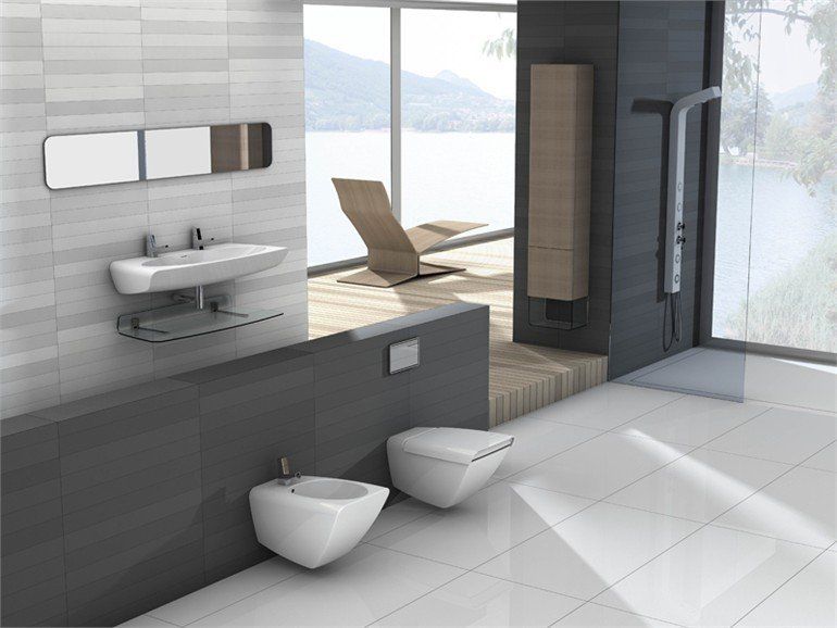 bagno con mobili e sanitari dallo stile moderno