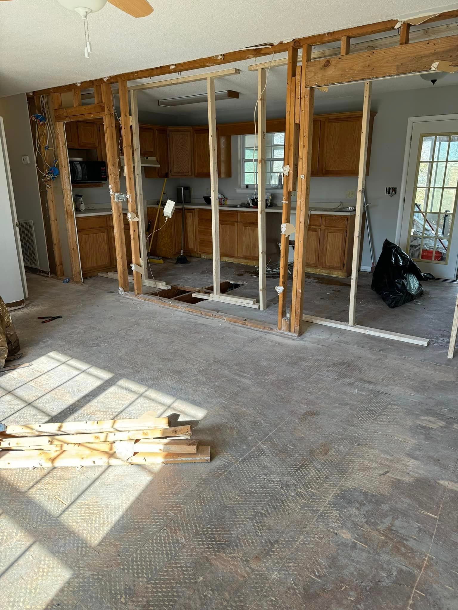 A kitchen is being remodeled in a house.