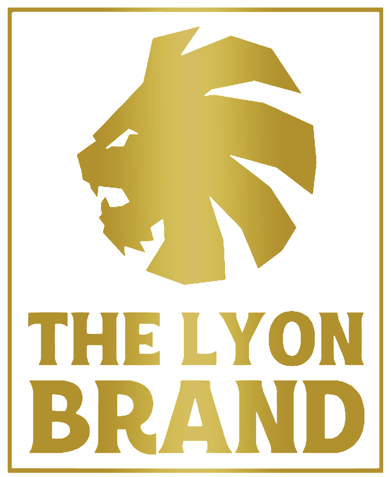 A gold logo for the lyon brand with a lion on it