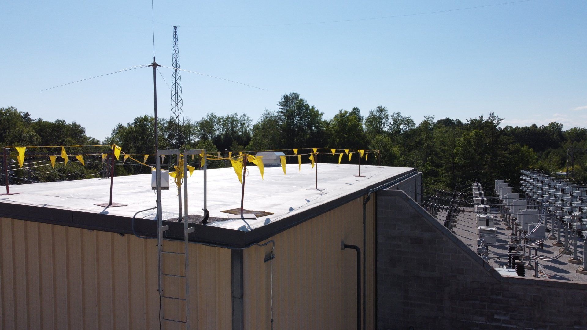 A commercial flat roof in the summer time in Vermont