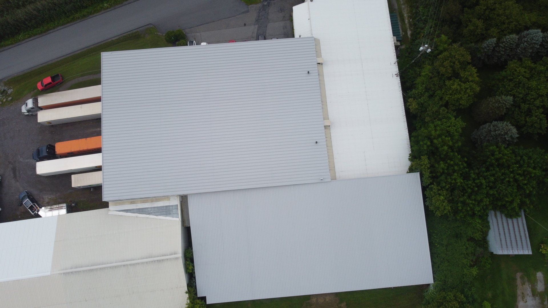 overhead view of commercial building roof